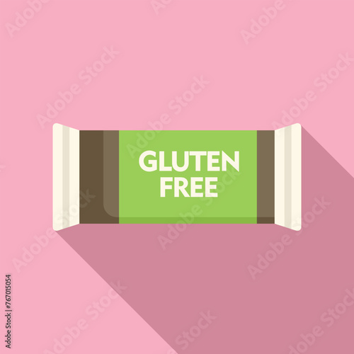 Gluten free bar pack icon flat vector. Fast food. Healthy person diet meal