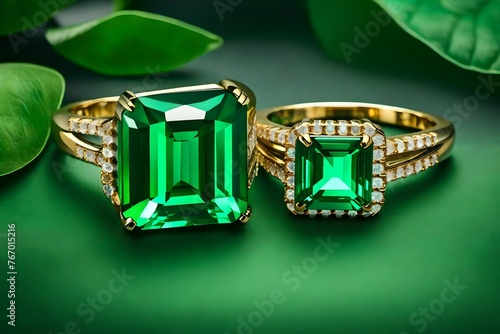 photo emerald gemstone ring collage mockup