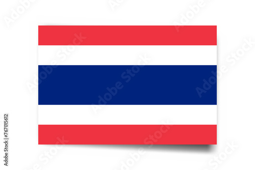 Thailand flag - rectangle card with dropped shadow isolated on white background. © pyty