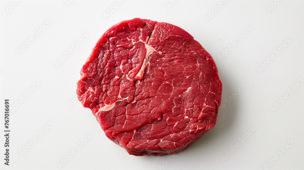 Top view of fresh raw beef steak isolated on white background. Top view of fresh raw beef steak isolated on white background.