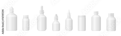Dropper bottle. Cosmetic serum drop pipette mockup. Glass bottle, eyedropper essence package, 3d vector. Collagen essence treatment medical vial. Face beauty essential aroma jar. Skin care