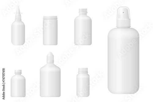 Dropper bottle. Cosmetic serum drop pipette mockup. Glass bottle, eyedropper essence package, 3d vector. Collagen essence treatment medical vial. Face beauty essential aroma jar. Skin care