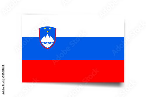 Slovenia flag - rectangle card with dropped shadow isolated on white background. Free Download Slovenia flag - rectangle card with dropped shadow isolated on white background. - GFXLoad