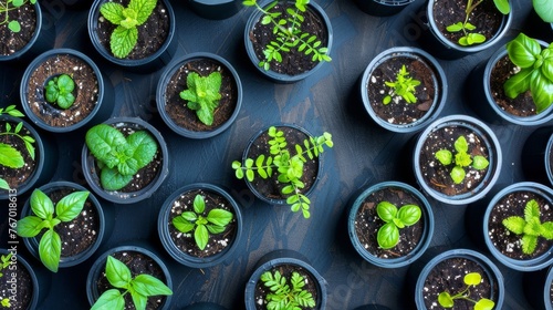 Group of Potted Plants on Wooden Table