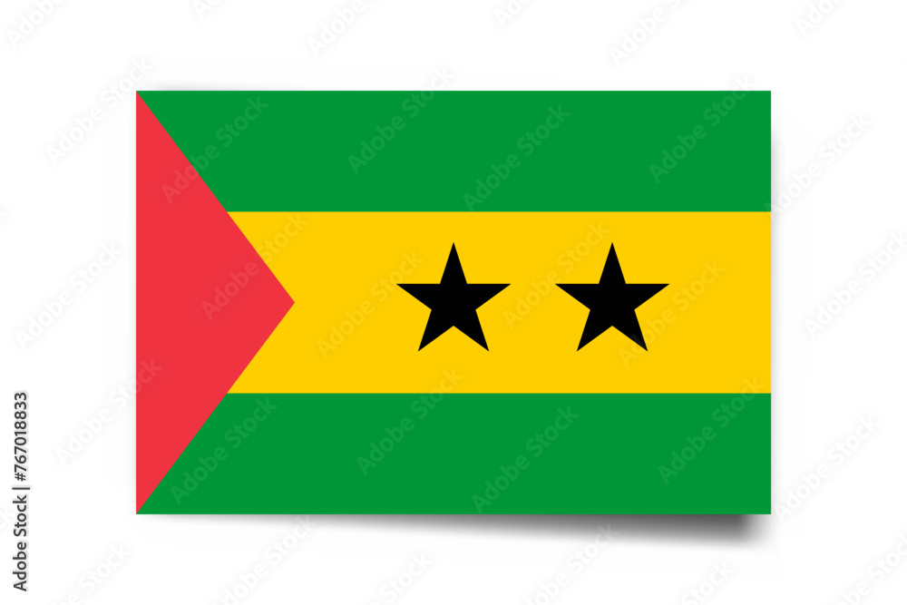 Sao Tome and Principe flag - rectangle card with dropped shadow isolated on white background. Sao Tome and Principe flag - rectangle card with dropped shadow isolated on white background.