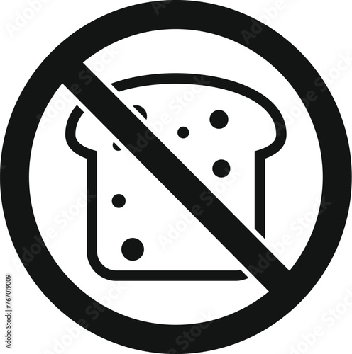 Restricted bread eat icon simple vector. Gluten intolerance. Allergic health disease