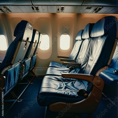 Empty passenger seats in cabin of the Bus © CREATIVE STOCK