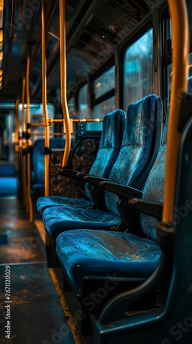 Empty passenger seats in cabin of the Bus