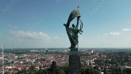 Aerial shot of Soldier monument Slavin Bratislava on summer sunny day Slovakia photo