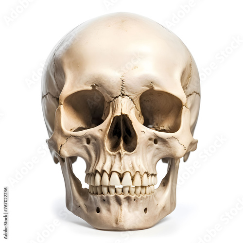 Human Skull Isolated on White Background for Scientific Study