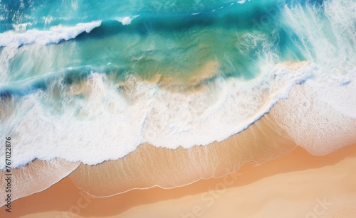Aerial view of beach with waves © Marharyta