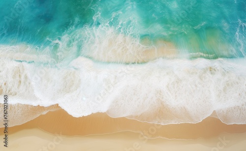 Aerial view of beach with waves