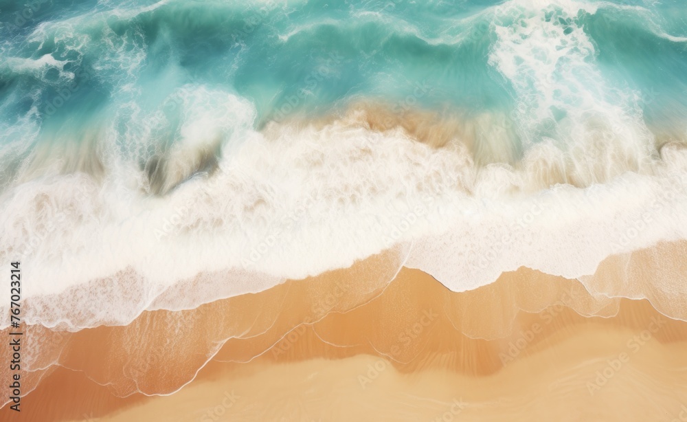 Aerial view of beach with waves Aerial view of beach with waves