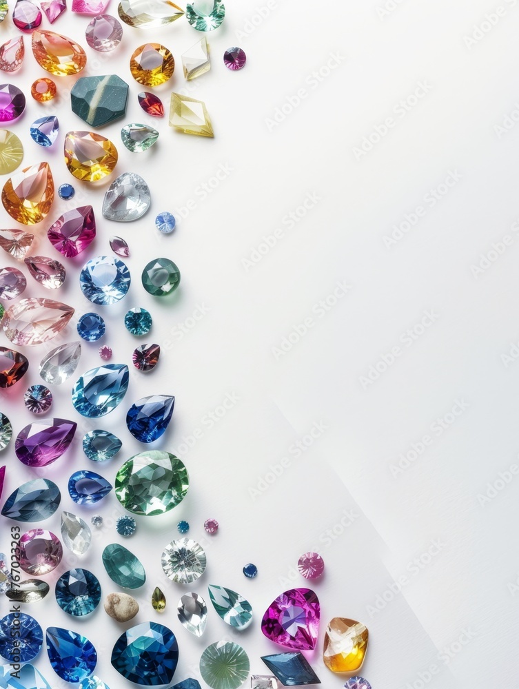 background with precious stones. Frame border made of precious stones