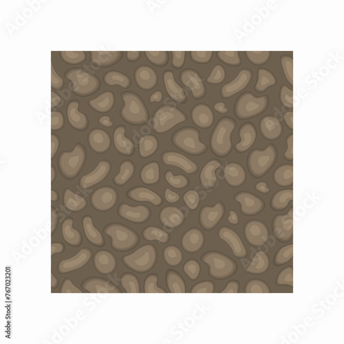 Seamless textured ground with small stones. Cute seamless stones. Cartoon seamless vector texture. Stones on separate layers.