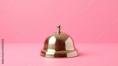 Hotel bell isolated on pink background