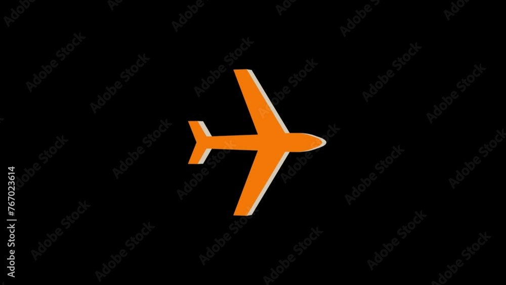 3d airplane symbol logo icon loopable rotated brown color animation on black background 3d airplane symbol logo icon loopable rotated brown color animation on black background