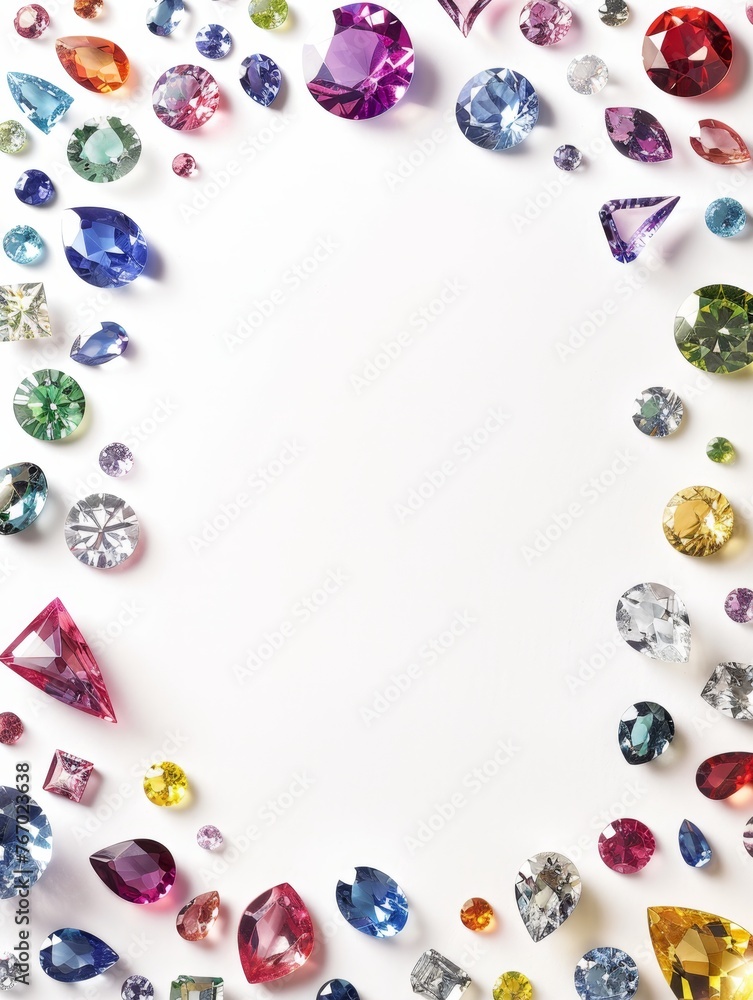 background with precious stones. Frame border made of precious stones background with precious stones. Frame border made of precious stones