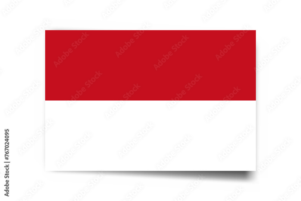 Monaco flag - rectangle card with dropped shadow isolated on white background. Monaco flag - rectangle card with dropped shadow isolated on white background.