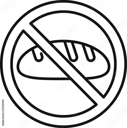 No bakery food icon outline vector. Gluten intolerance. Organic food disease