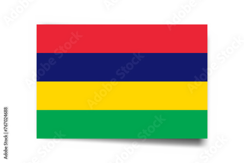 Free Download Mauritius flag - rectangle card with dropped shadow isolated on white background. - GFXLoad