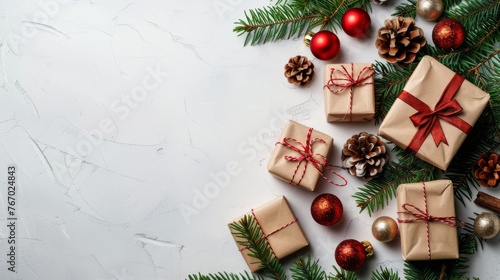 Christmas Tree With Brown Paper Wrapped Presents