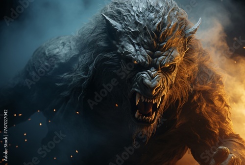 a werewolf with sharp teeth