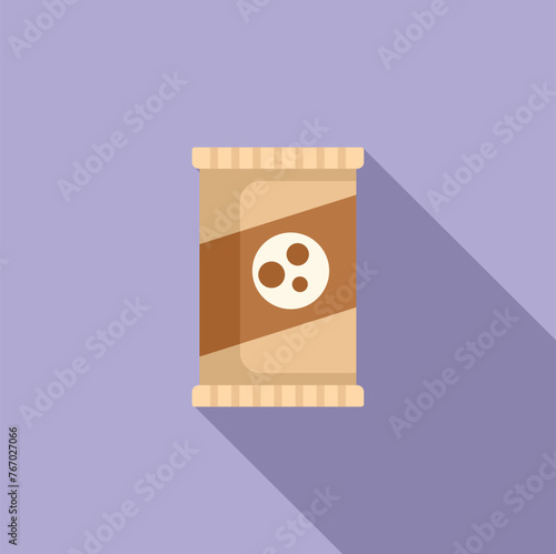 Snack chocolate pack icon flat vector. Lunch product. Food cereal muesli
