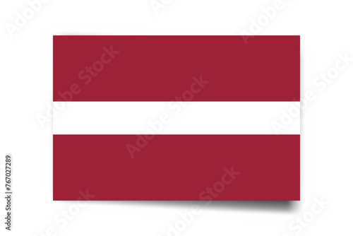 Free Download Latvia flag - rectangle card with dropped shadow isolated on white background. - GFXLoad