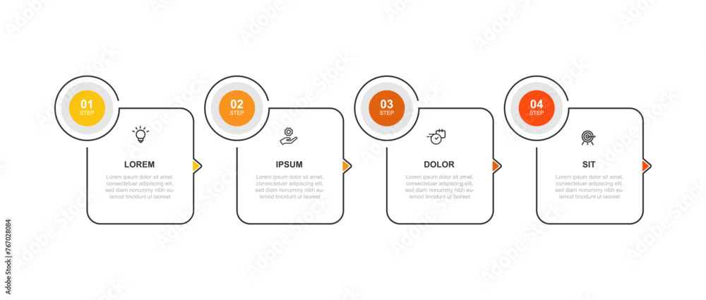 Design template infographic vector element with 4 step process or ...