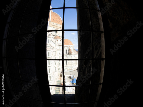 interior of stairway of florence giotto tower detail near Cathedral Santa Maria dei Fiori, Brunelleschi Dome Italy