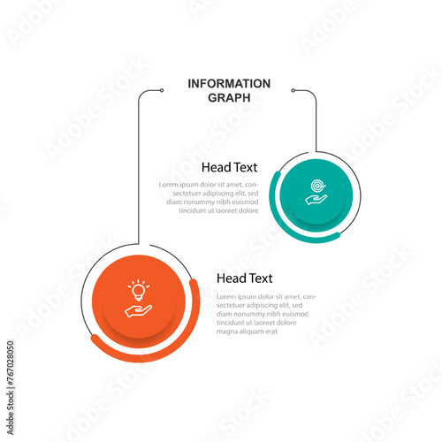 2 step process line infographic template vector element