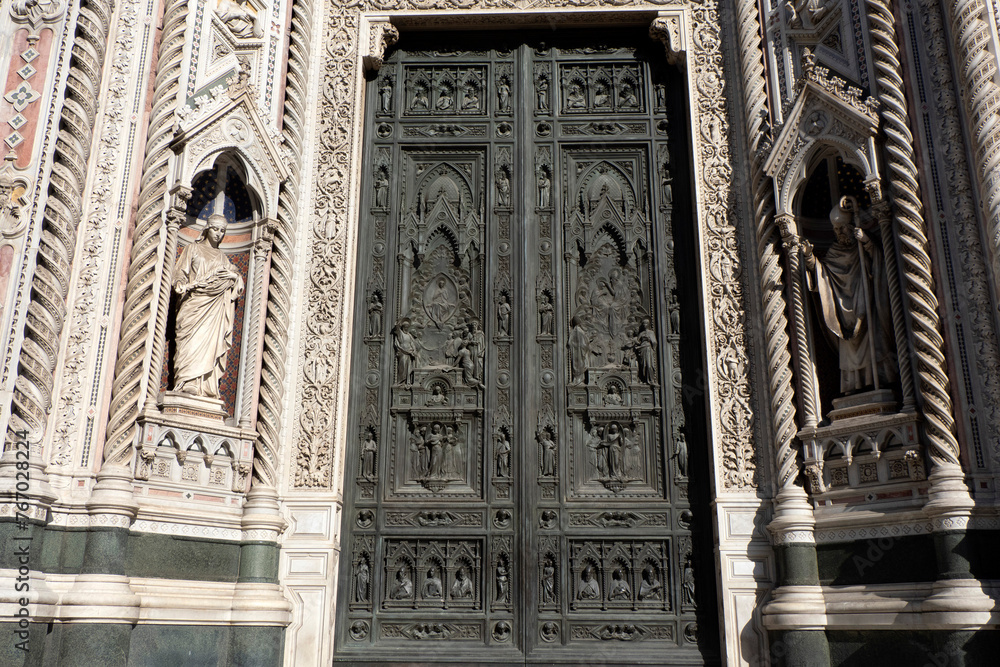 Florence Cathedral Santa Maria dei Fiori Italy - detail of sculpture of door