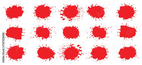 Print..Black ink brush strokes vector set red shape brush.