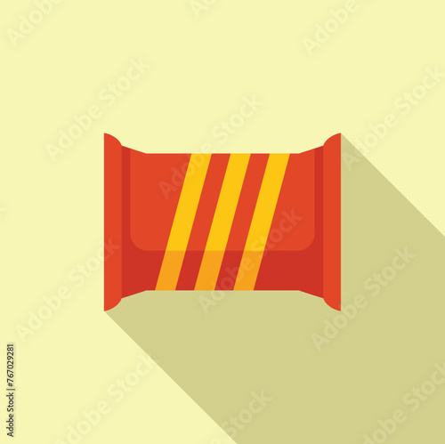 Sweet crunch food icon flat vector. Meal package. Crisp box shop