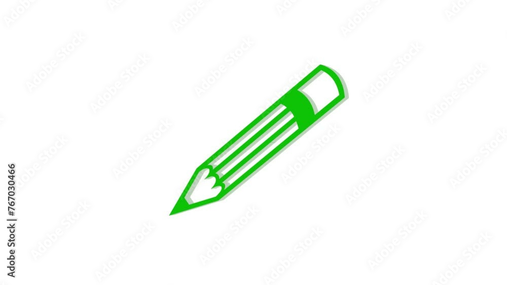 3d pencil logo icon loopable rotated green color animation on white background 3d pencil logo icon loopable rotated green color animation on white background