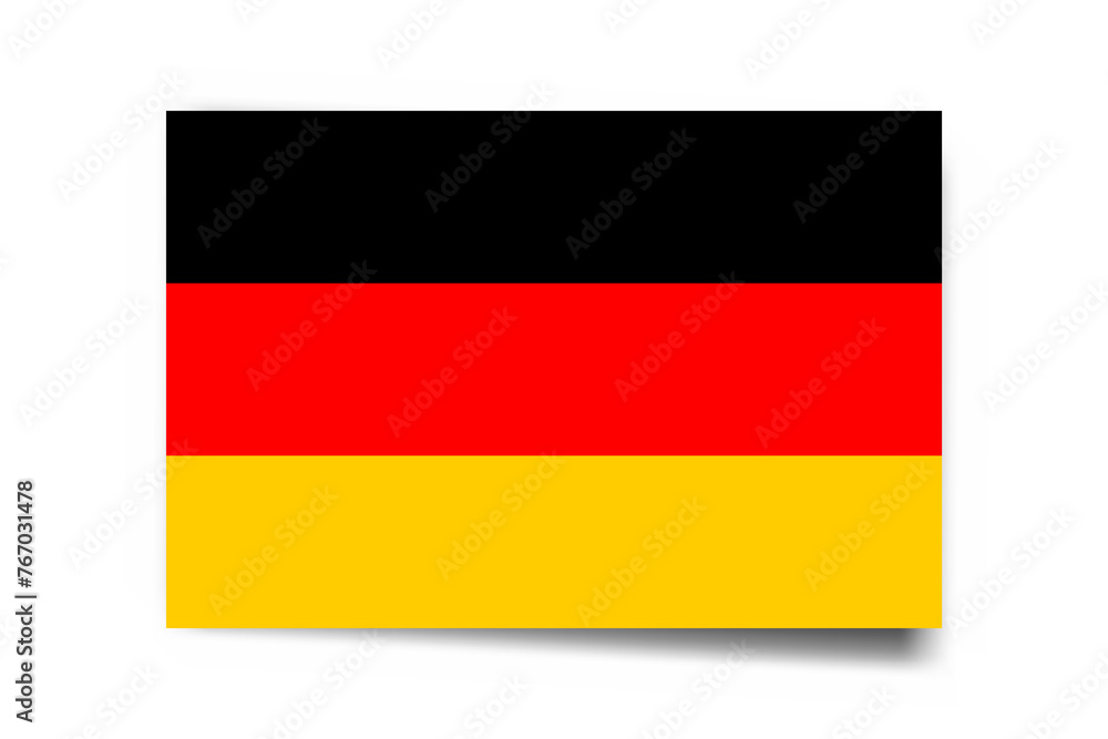 Germany flag - rectangle card with dropped shadow isolated on white background. Germany flag - rectangle card with dropped shadow isolated on white background.