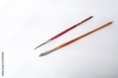 Paint brushes isolated on white background. Art supplies.