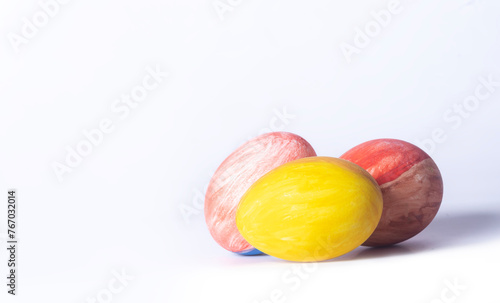 Colorful easter eggs isolated on white background with clipping path.