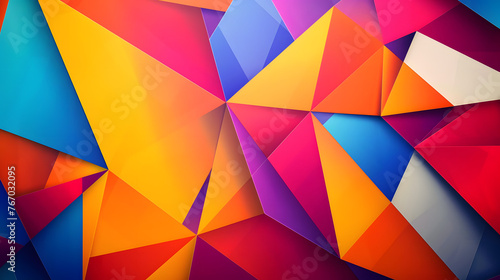 Bright hues form abstract geometric patterns against an energetic backdrop.