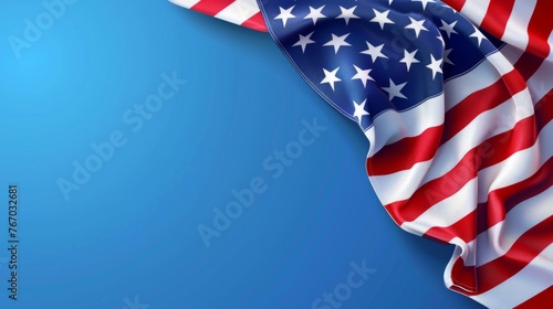 USA Labor Day Banner and poster template.USA labor day celebration with american flag on blue background .Sale promotion advertising banner template for USA Labor Day Brochures, Poster  photo