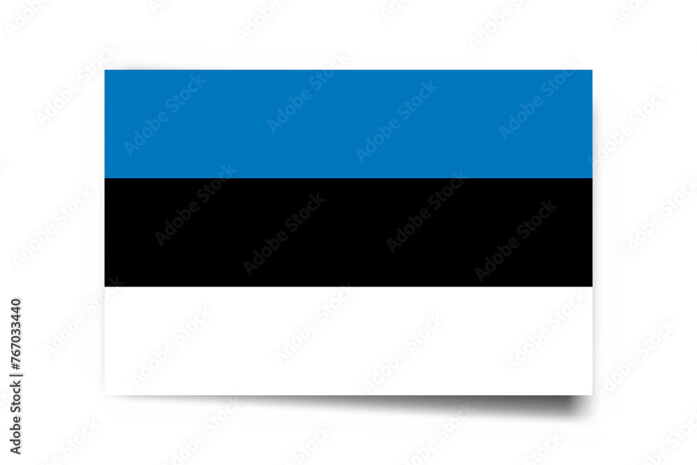 Estonia flag - rectangle card with dropped shadow isolated on white background. Estonia flag - rectangle card with dropped shadow isolated on white background.