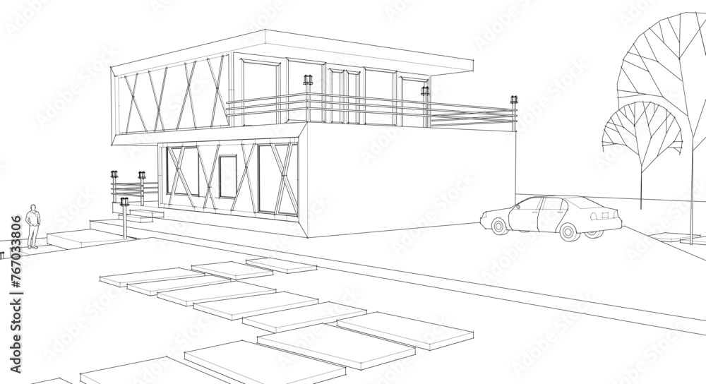 modern house 3d illustration	
