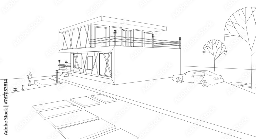 modern house 3d illustration	
