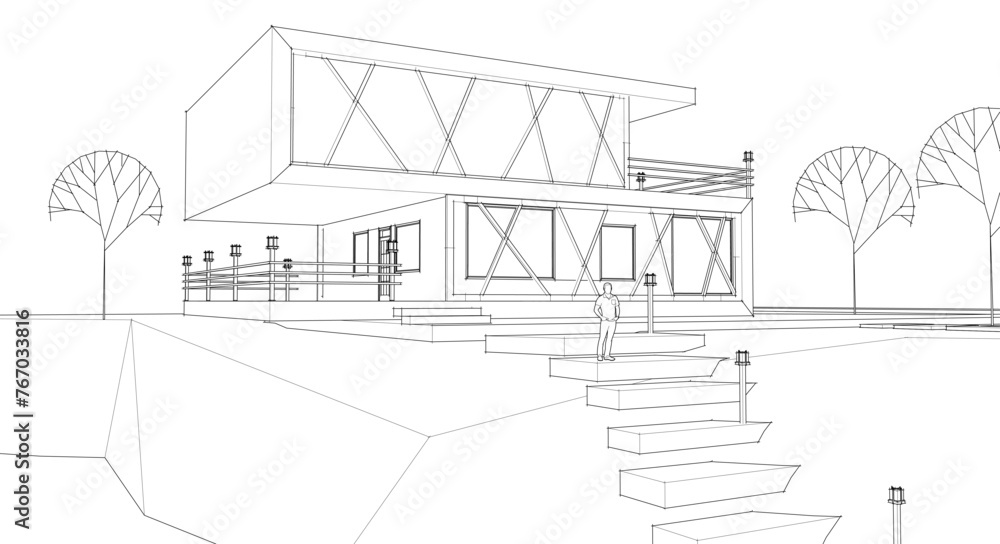 modern house 3d illustration	
