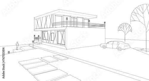 modern house 3d illustration 