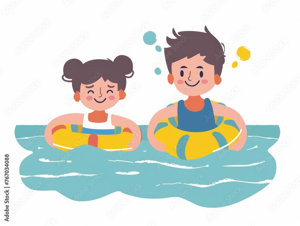 Child Learning to Swim with Parent Nearby in Pool Generative AI Child Learning to Swim with Parent Nearby in Pool Generative AI