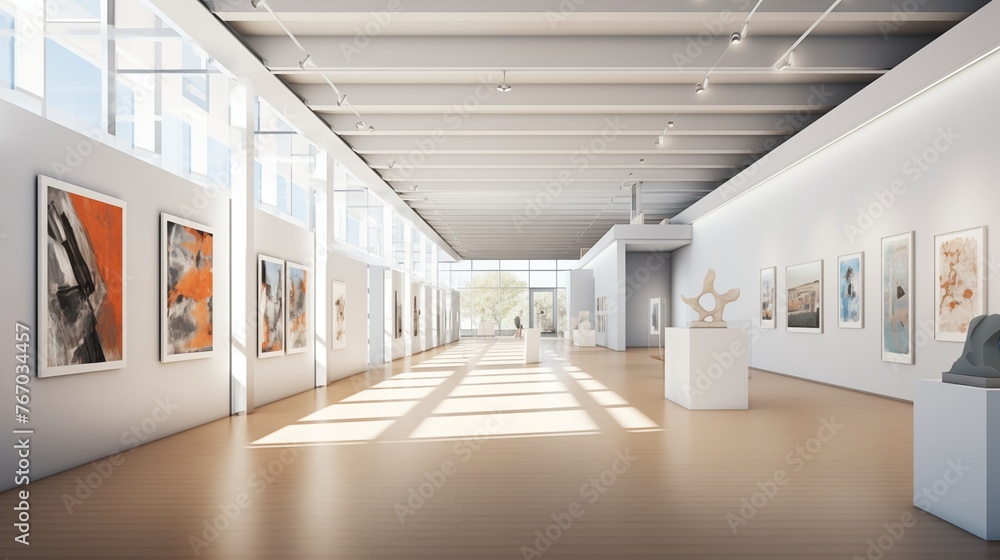 Contemporary art gallery with flexible open spaces and natural light.