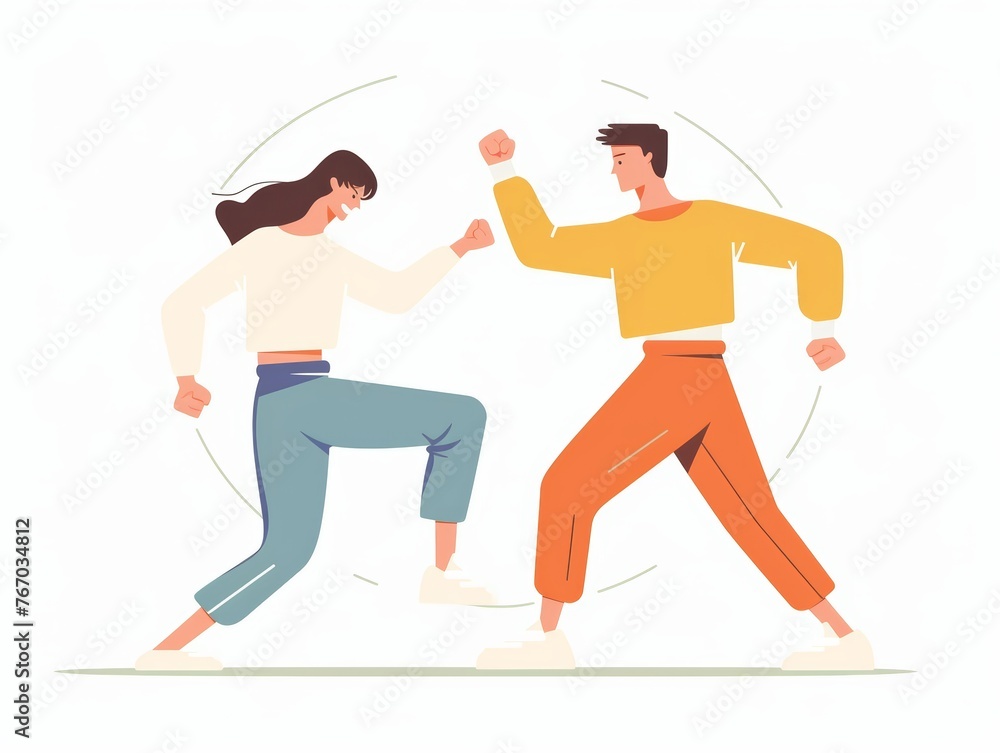 Self Defense Class: Practicing Kicks and Punches Generative AI