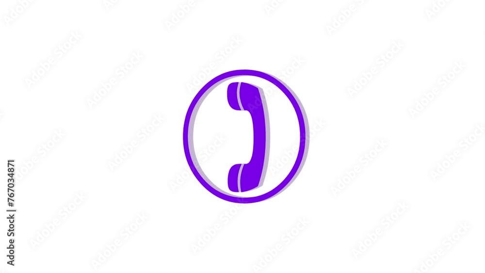 3d telephone logo icon loopable rotated purple color animation on white background 3d telephone logo icon loopable rotated purple color animation on white background